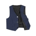 thumbnail image 4 of vastwit Kids Baby Boys Button Front Tuxedo Blazer Waistcoat Gentleman Wedding Formal Suit Navy Blue 140, 4 of 6