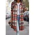thumbnail image 4 of PRETTYGARDEN Womens Plaid Shacket Jacket Fall Fashion Long Sleeve Button Up Flannel Shirt Winter Clothing Woolen Coats, 4 of 6