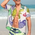 thumbnail image 7 of Honeii Cute Chameleons Print Men’s Hawaiian Shirt,Classic Button-Down Short Sleeve Shirt, for Beach, Vacation, and Outdoor Activities,XX-Large, 7 of 7