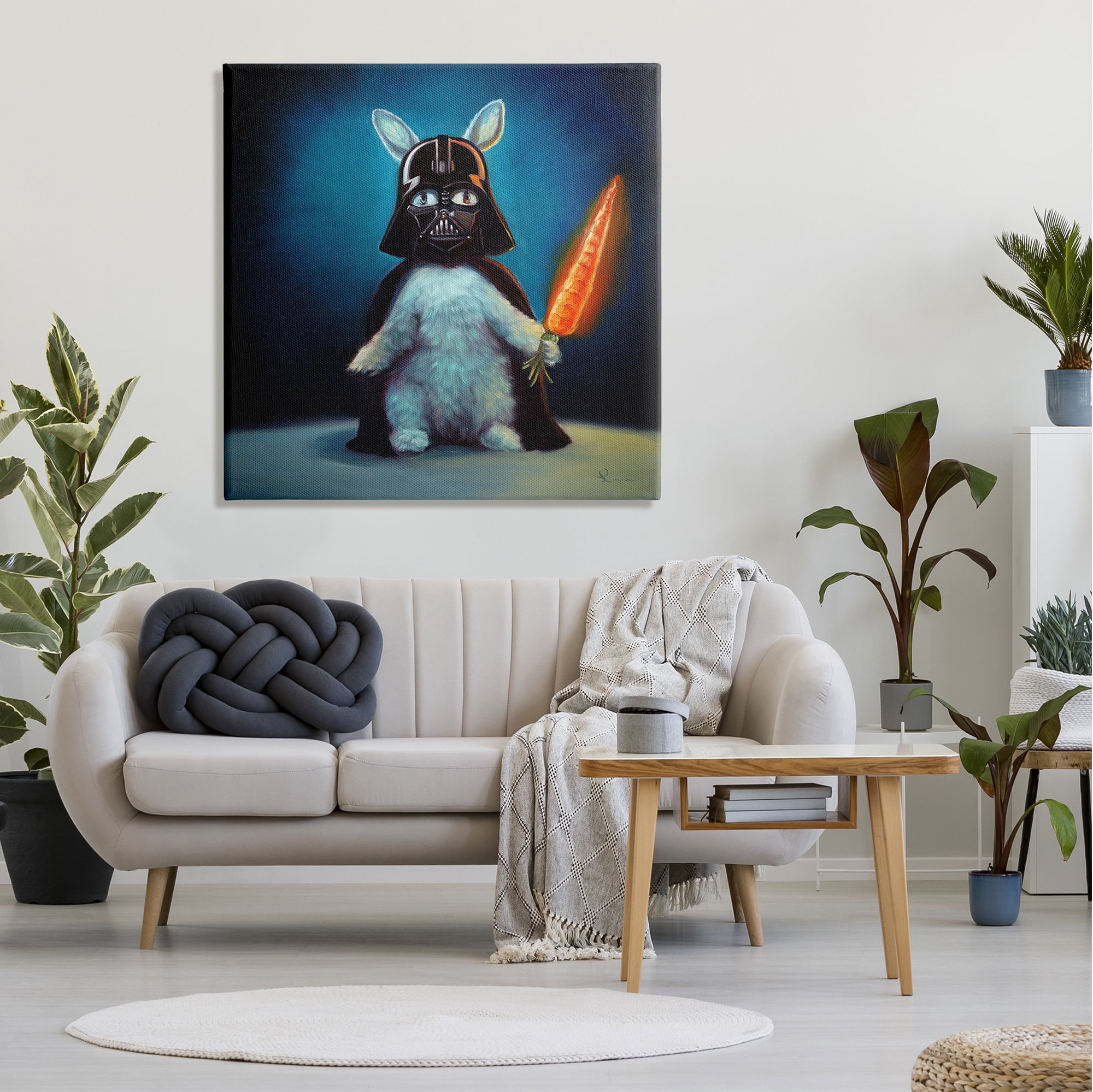 Stupell Industries Rabbit Star Wars Neon Carrot Cartoon Pet Portrait,36 x 36, Design by Lucia Heffernan