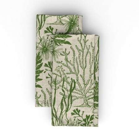 

Linen Cotton Canvas Dinner Napkins (Set of 2) - Kelp Seaweed Coral Anemone Ocean Sea Nautical Coastal Beach Print Cloth Dinner Napkins by Spoonflower