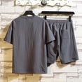 thumbnail image 6 of ZUKMRJPC Mens Short Sets 2 Piece Outfits V Neck Button Up T-Shirts and Shorts Solid Color Casual Lightweight Summer Tracksuit Sets, 6 of 7