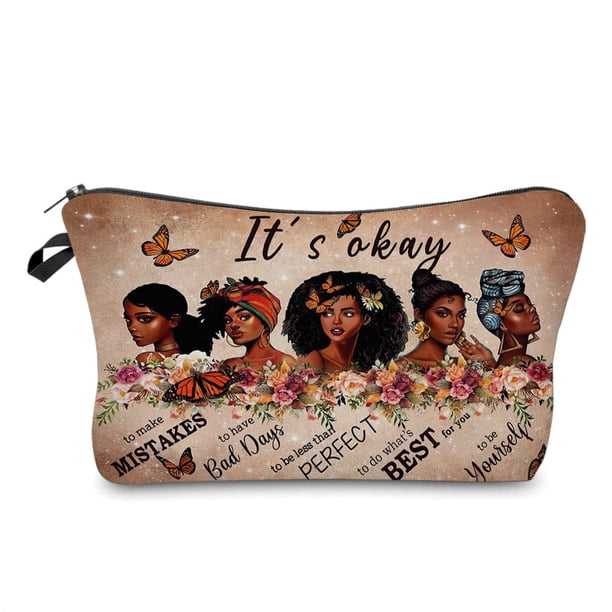 Bolsa de maquillaje Baobeily African American para bolso, lona