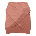 thumbnail image 3 of Tianiyouqing Women's 100% Pure Merino Wool Long Sleeve V-Neck Sweater - Soft, Warm, and Stylish Winter Knit Pullover Pink XL, 3 of 4