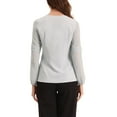 thumbnail image 3 of Unique Bargains Women's Chiffon Semi Sheer Long Sleeves Keyhole Neck Blouse L Light Grey, 3 of 6