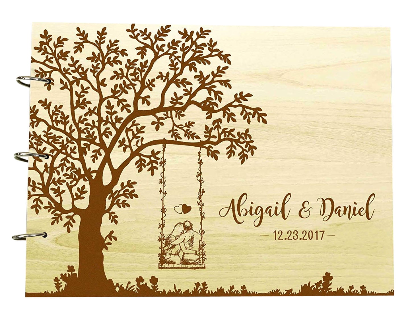 Darling Souvenir Bois Gravé Mariée Et Le Marié Livre Des