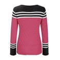 thumbnail image 5 of Pink Hoodies for Women's Casual Hook Temperament Top Europe and The United States Long Sleeve Knitted Striped Matching Color Crew Neck Sweater Pullover Top Fall Tops for Women 2025, 5 of 5