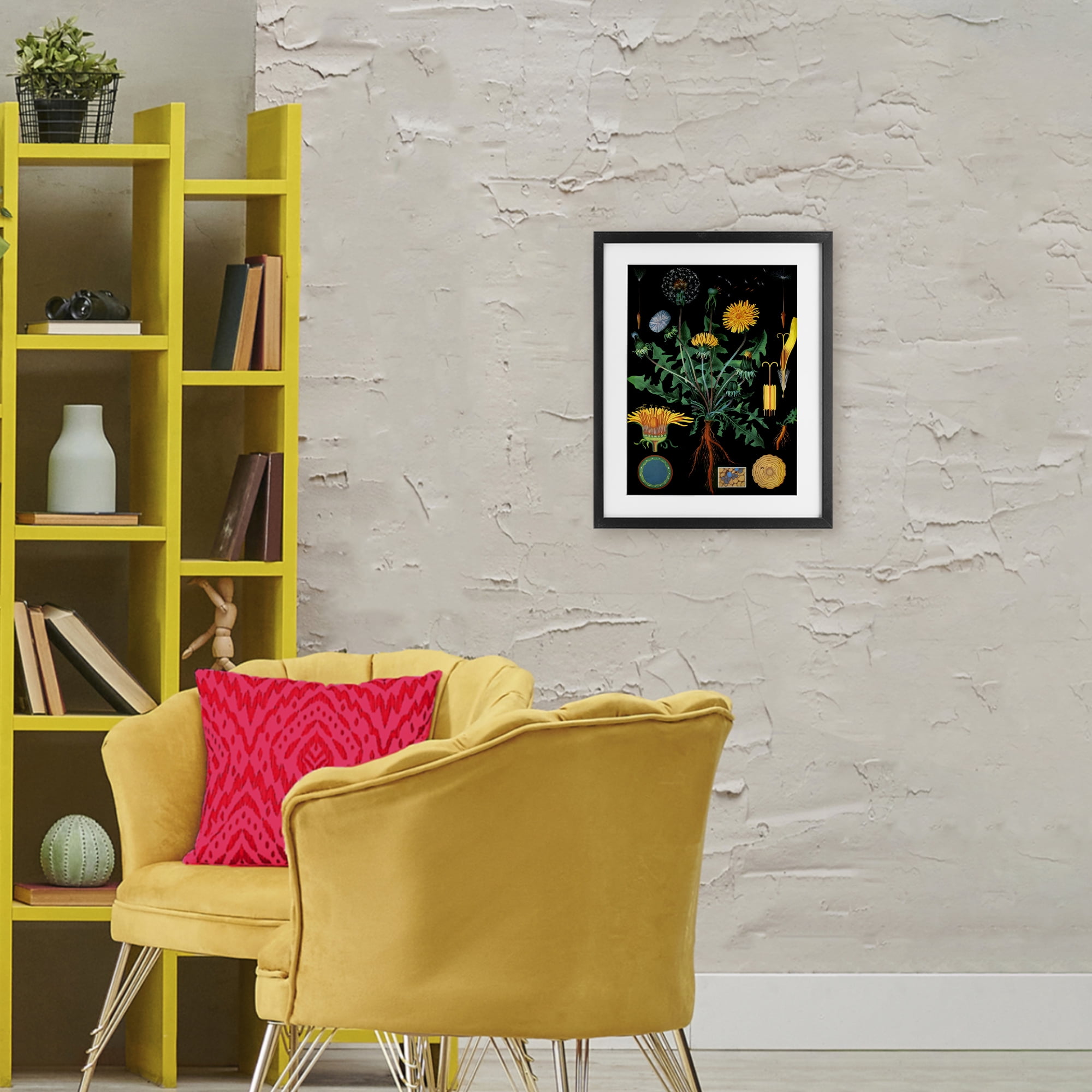 Stupell Industries Dandelion Botanical Illustration Black Framed Print Under Glass, design by Vintage Hustle
