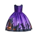thumbnail image 3 of LOVZFMLL Robe pour Enfants Sans Manches Col Rond Imprimé Citrouille Halloween Robe de Jeu de Rôle Robe Décontractée Sans Manches Col Rond, 3 of 6