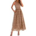 thumbnail image 2 of Jaimenalin Women'S Summer Dresses Sleeveless Crewneck A-Line Boho Lace Eyelet Tank Maxi Dress with Pockets Khaki XL, 2 of 9