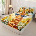 thumbnail image 2 of Castle Fairy Girls Cute Sunglass Giraffe Zipper Twin Comforter Sets with Fitted Sheet and 2 Pillowcases,Sunflower Wild Floral Sky Zipper Bedding Set,Brown Yellow Blue,Reversible,4-Piece, 2 of 6