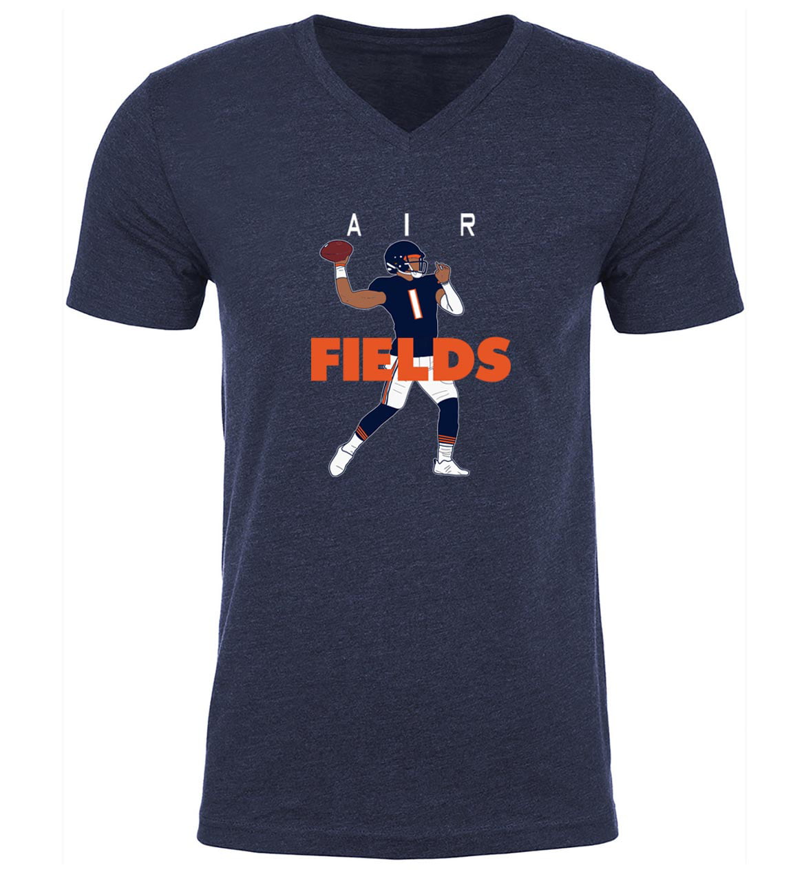 Shedd Shirts Mens V Neck Justin Fields Bears Air T-Shirt Large, Men's, Blue