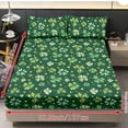 thumbnail image 4 of Xoenoiee Green Shamrock Coin Print Deep Pocket Fitted Sheet Set, 3 Pieces Stretchy Bedsheet with 2 Pillowcases, Breathable Wrinkle Resistant, Easy Care Bedding St. Patrick's Day Decor, Full Size, 4 of 7