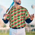 thumbnail image 5 of KLL Geometric Watermelon for Men's Baseball Shirts,Short Sleeve Casual Shirts Button Down Shirt for Men Beach Summer Wedding Shirt-Small, 5 of 7