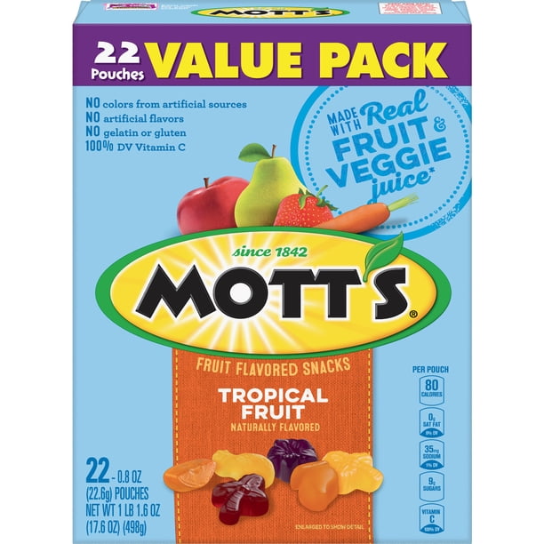 Mott's Tropical Fruit Flavored Snacks, 0.8 OZ