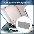 thumbnail image 2 of Car Sun Visor Organizer, Auto Visor Storage Pouch With Zipper W/ Elastic Slot with Sunglasses Holder for Cards License Pen Organizer PU Leather Grey, 2 of 7