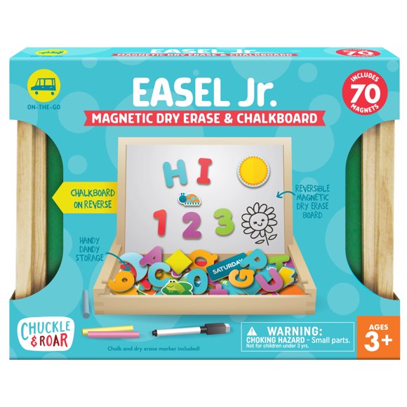 Chuckle & Roar Easel Jr. Magnetic Dry-Erase and Chalk Playing Board for Ages 3+ by Buffalo Games