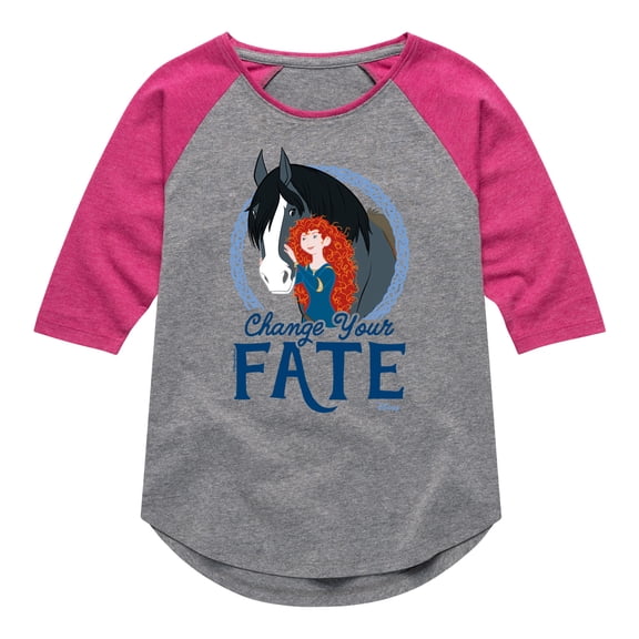 Disney Brave - Merida & Angus Change Your Fate - Toddler & Youth Girls Raglan Graphic T-Shirt