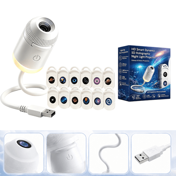 2-in-1 Galaxy Projector Night Light, USB Starry Sky LED Projection Lamp, Mini Projector for Bedroom Ceiling Wall Room Decor,with 12 Films