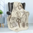 thumbnail image 4 of Shell Soft Flannel Fleece Throw Blanket, Grunge Designed Outline Starfish and Seashells Nautical Art, Cozy Plush for Indoor and Outdoor Use, 50" x 60", Dark Rosewood Eggshell, by Ambesonne, 4 of 5