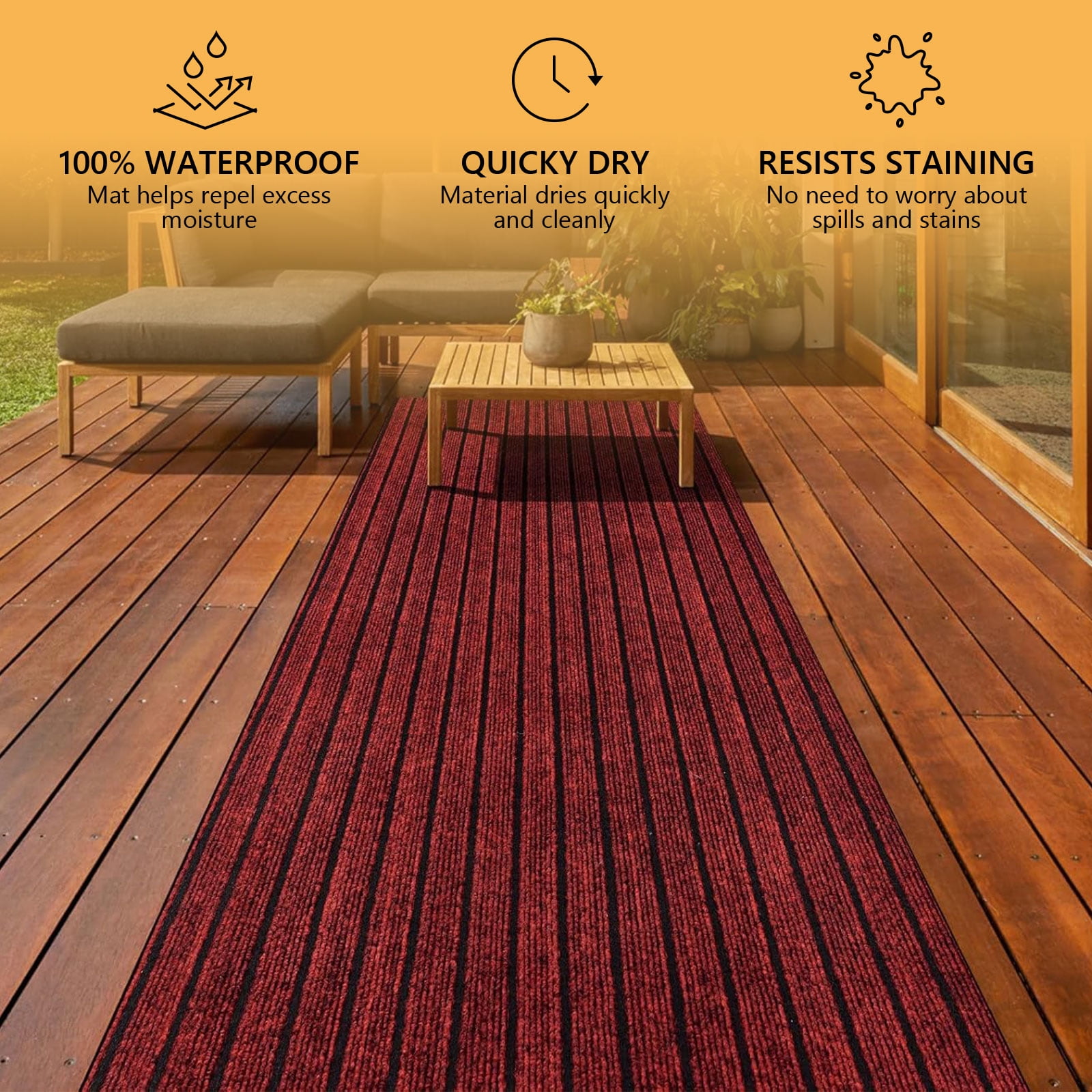 Semfri Runner Carpet Runner Rugs 3 x 6 ft Indoor Outdoor Rugs Area Rugs for Kitchen Bathroom Balcony Garage Entryway Stair Aisle Hallway Red