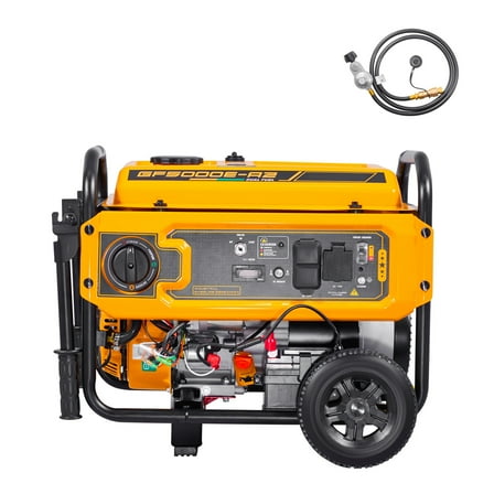 KFFKFF Portable Dual Fuel Generator, 4650W Peak Gasoline Power & 4130W Peak LPG Power, Home Backup Generator with Electric Start, Gas and LPG Compatibility, CO Detection, 20A & 50A Outlets
