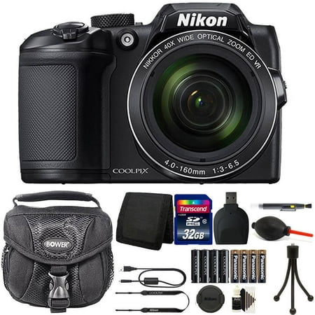 Nikon Coolpix B500 16MP Digital Camera + Extra Batteries + Top Accessories Black
