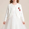 thumbnail image 5 of hengsof Toddler Girls Short Sleeve Bolero Cardigan Sweaters Kids Knit Button Lettuce Trim Shrug Cropped Cute Sweater, 5 of 8