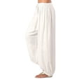 thumbnail image 2 of Lroveb Palazzo Pants for Women Plus Size,High Waisted Baggy Hippie Gypsy Boho Pants, Size Solid Color Casual Loose Pants Yoga Trousers White, 2 of 6