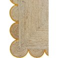 thumbnail image 3 of Hand Woven Farmhouse Jute Area Scalloped Rug Natural Scallop Pattern Jute Bohemian Base Yellow Trim Rug (Yellow, 7'x7'), 3 of 4