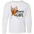 thumbnail image 3 of Inktastic Illinois Girl- Butterfly Long Sleeve Youth T-Shirt, 3 of 5