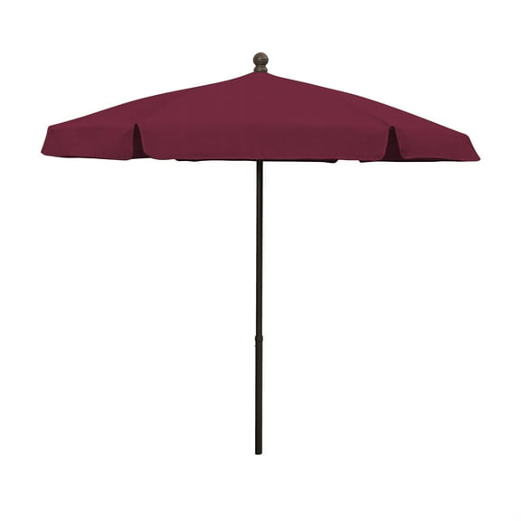 7.5' Hex Garden Patio Umbrella 6 Rib Push Up Champagne Bronze with Burgundy Vinyl Coated Weave Canopy