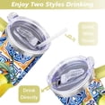 thumbnail image 5 of 40oz Yellow Lemon Pattern Stainless Steel Flip Straw Tumbler Spill Proof Travel Cup Double Wall Vacuum Insulated Coffee Mug with Top Handle, 5 of 6
