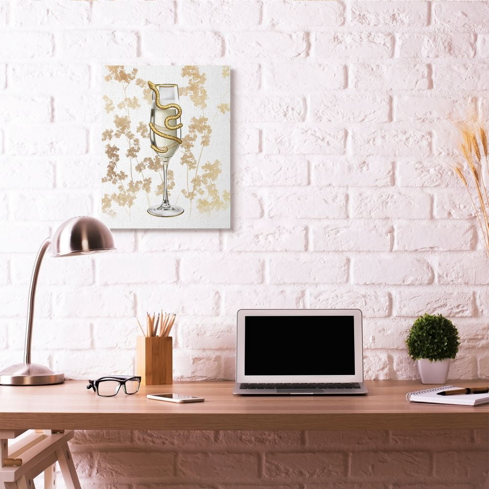 Gold Serpent Glass Glam Fashion Design Oversized Stretched Canvas Wall Art by Ziwei Li