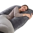 thumbnail image 5 of Pregnancy Pillow, Full Body U Shaped Cooling Full Body Maternity Pillow with Removable Cover - Support for Back, Legs, Belly, HIPS for Pregnant Women, Grey Velvet Cover, 5 of 13