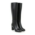 thumbnail image 5 of Mepaouo Women's Leather Tall Boots Square Toe Heel Knee High Boots with Side Zip(Black,7.5), 5 of 6