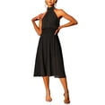 thumbnail image 2 of INSPIRE CHIC Women's Halter Neck Tie Back Summer Flowy Sleeveless Cocktail Midi Dress S Black, 2 of 6