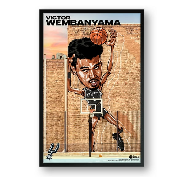 Victor Wembanyama San Antonio Spurs Framed 27" x 39" Player Caricature Art