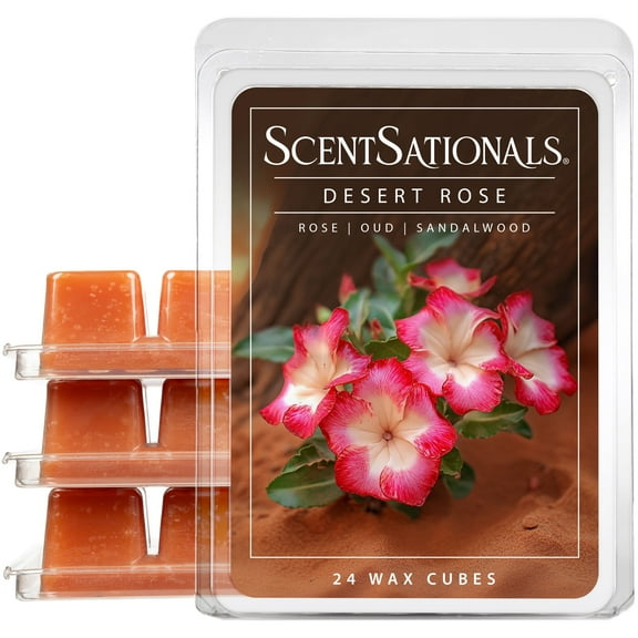 Scentsationals Wax Melts, Wax Cubes Strong Scent – Getaway Collection Desert Rose – Long Lasting Scented Melts for Warmer, 10oz (24-Cubes)