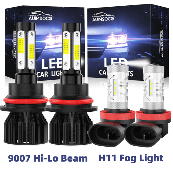 For Nissan Frontier 2005 2006-2019 9007 H11 LED Headlight Bulbs High/Low Beam, 6000K White 4000LM Bright Canbus No Error, Easy Install, Plug-N-Play Halogen Replacement, 4Pcs