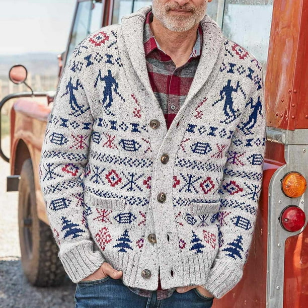 Suéter de punto de manga larga con solapa informal para hombre