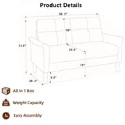 Aukfa 56 Small Sofa Couch Comfy Loveseat Sofa Mid Century Modern Sofa for Living Room Bedroom, Gray Brown