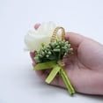 thumbnail image 2 of MINKUROW 6pcs Artificial Boutonniere Bridal Boutonniere Corsage Rose Silk Flower with Pin and Clip for Wedding Prom Party Ivory, 2 of 6