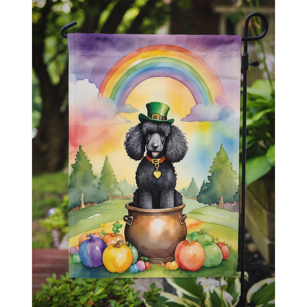 Black Poodle St Patrick's Day Garden Flag 11.25 in x 15.5 in