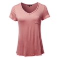 thumbnail image 1 of FashionOutfit Women's Basic Short Sleeve V-Neck Pocket Top, 1 of 1