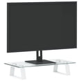 thumbnail image 3 of Soporte para monitor VidaXL blanco con almacenamiento de vidrio templado y metal, 3 of 7
