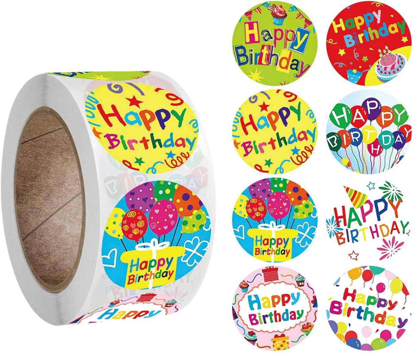 500* Happy Birthday Gifts Stickers Animals Flowers Thank You Round Seal Labels 