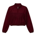 thumbnail image 4 of Inverlee Women's Stand Collar Mesh Zip Up Cropped Athletic Jacket Lightweight Breathable Windbreaker Trendy Solid Gym Runing Outwear Wine M, 4 of 7