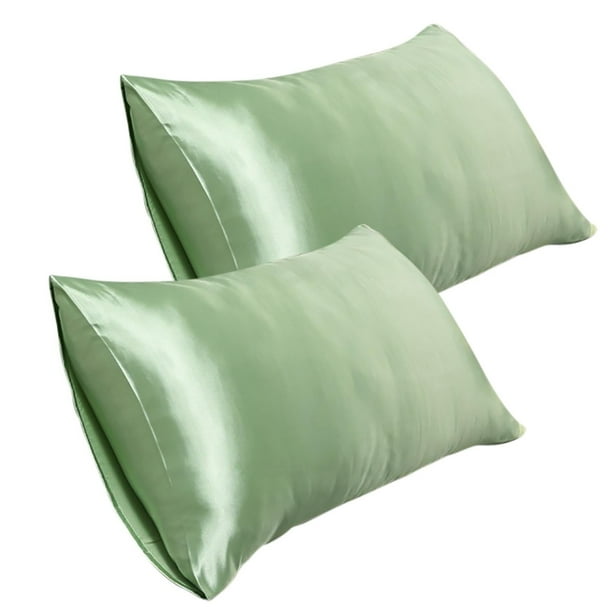 Fiudx Juego de Fundas de Almohada de Seda Sintética, Tacto Satinado Suave, Diseño de Sobre, Transpirable y Agradable para La Piel y El Cabello, Color Blanco, 2 Piezas, Tamaño 50 X 76 Cm.