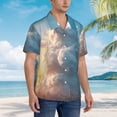 thumbnail image 3 of Sikiie Cute Cloud Cat Print Men's Hawaiian Shirt, Summer Beach Button Pocket Short Sleeve T-Shirt,Medium, 3 of 7